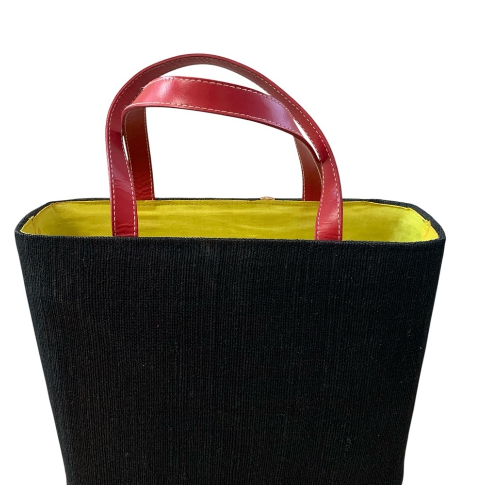 Santi Tote Bag Womens Black Red Fruit Basket Raffia Beaded Sequin Tropical Small - Picture 4 of 11